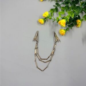 Gold Tone Multi Strand Chain Vintage Sweater Clips